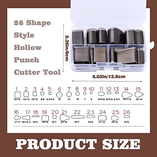 Ftyiwu 26 oblika stil kožni šuplji rezač alati za probijanje, alati za probijanje kožnih rupa s kožnim rezačem, kožni alati za rezanje