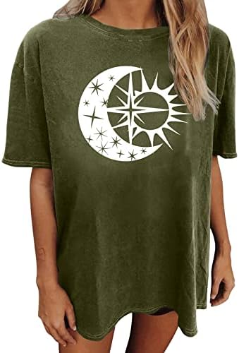 Žene 2023 Modni vrhovi Sunce i Mjesec Vintage majica Y2K bluze ljetne kauzalne tunične košulje grafičke majice majice
