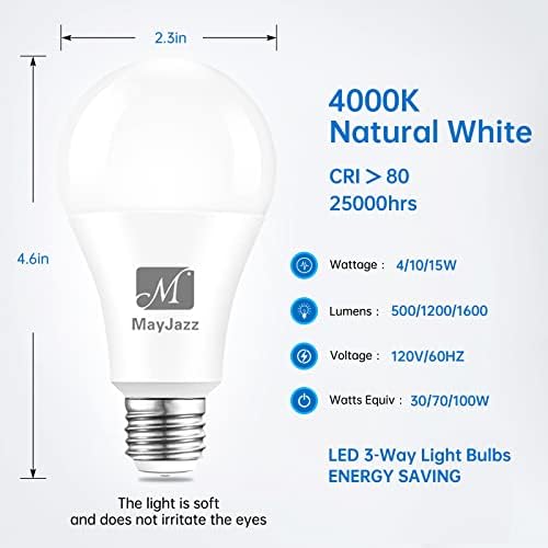3-smjerne LED žarulje od 30 70 100 vata, prirodna bijela boja 4000 K, LED žarulje od 919 926, Svesmjerne, savršene za čitanje, štedna