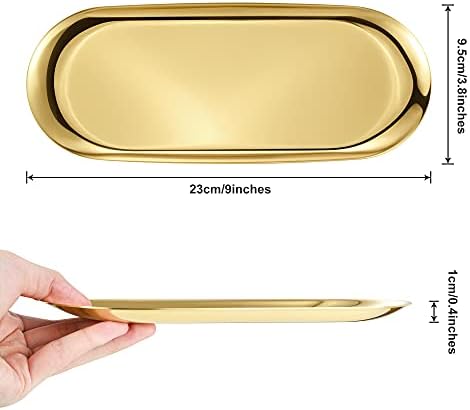 2 pakiranje zlatne ovalne ladice za ispraznost, ladica za nakit od nehrđajućeg čelika, ladica za kupaonicu, kozmetičke ladice za šminkanje,