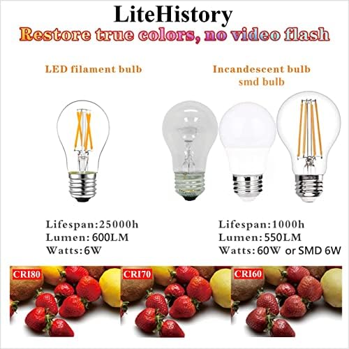 Led žarulja LiteHistory s podesivim ona A15 snage 4 W jednak je 40 Ваттам led žarulje e26 AC120V Vintage led žarulja Edison za lampice,