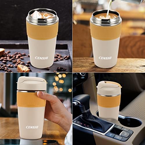 Čaša od nehrđajućeg čelika od nehrđajućeg čelika 15 oz vakuumski izolirana šalica za kavu za tople i hladne napitke 1 pakiranje limun