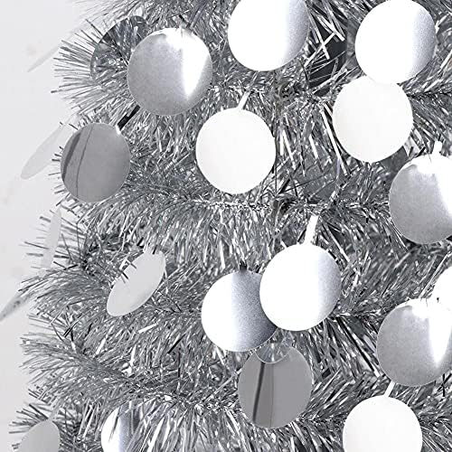 WERTSWF Umjetno srebrni vimenik božićno drvce 5ft, srušena stabla olovke sa sjajnim šljokicama za kućni kamin karneval božićni dekor