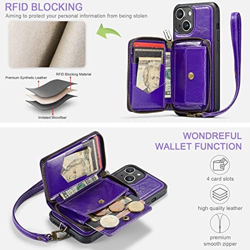 Usroom Torbica-novčanik za iPhone 14 Plus s RFID-nositelj kreditne kartice za противоударного poklopac od TPU, patentnim zatvaračem