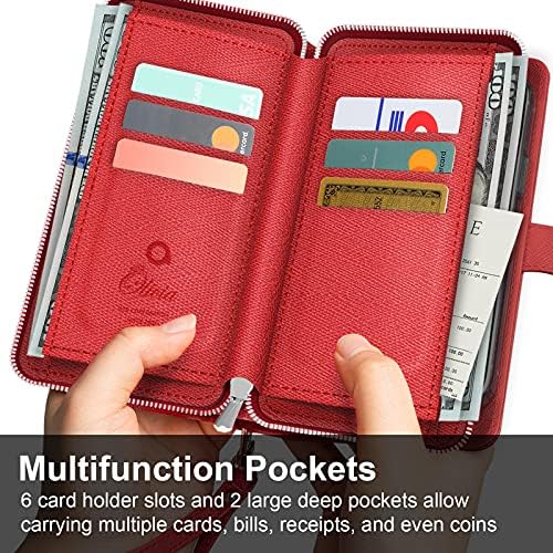 JUST4YOU Torbica-novčanik zatvarač za iPhone 14 remen-nositelj kartice, sigurnosni kožna torbica-knjižica s gornjim poklopcem, torbica