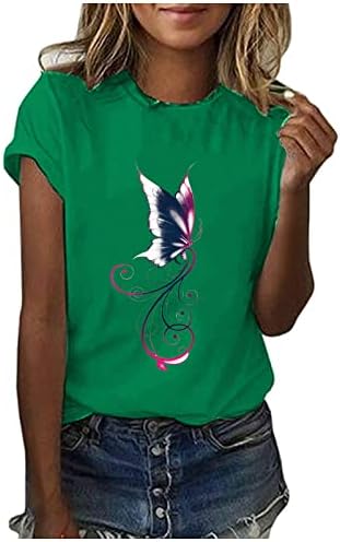 Zelene košulje za žene Slatke majice leptira kratki rukavi Crewneck casual hippie ljetni vrhovi retro grafičke majice bluza