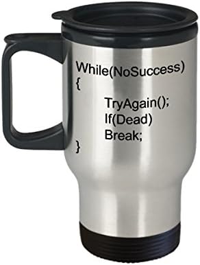 Smiješno računalni programer Putnička šalica Velika šalica čaja Savršen ideal za muškarce žene dok {Tryagain ako Break}