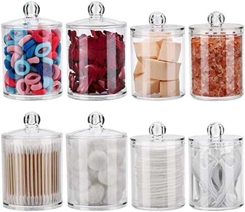 TBESTMAX 8 Pack QTIP držač - 10 oz, 12 oz Organizatora i spremnike za odlaganje, plastične staklenke za apoteke s poklopcima za pamučnu