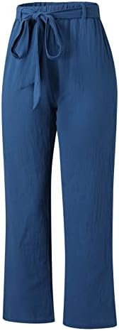 Grge beuu ženska pamučna posteljina konusne hlače na leđa Elastični struk Dužine gležnjača hlače povremene hlače s džepovima