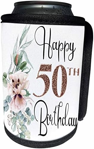 3Drose sretan 50. rođendan s ružičastim cvjetovima rumenila - omot za hladnjak za hladnjak