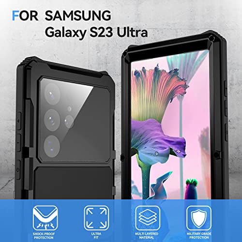 Kompatibilno sa Samsung Galaxy S23 Ultra Case Metal Case Slučaj s teškim razredom cijelog tijela Sloboga kućišta s zaštitnikom zaslona