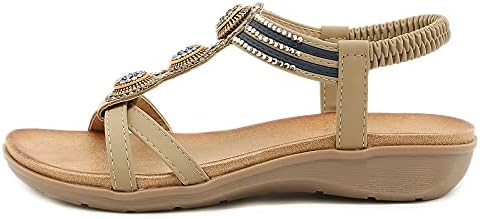 & / Ženske udobne ljetne sandale za šetnju; udobne ženske cipele s klinovima i kristalima; rimske sandale na klin s elastičnim remenom