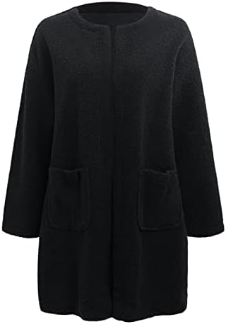 Zimska odjeća za žene 2022 ležerna čvrsta boja nejasna runa otvorena prednja dugačka kardigan kaputa faux toplo