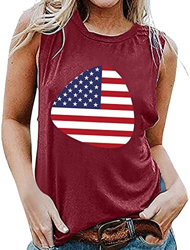 Ženske tenisice ženske ljetne Dan neovisnosti bez rukava s okruglim vratom i printom majice casual majice kamisol