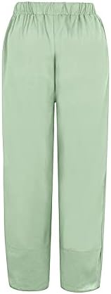 Ljetne lanene hlače za žene elastično pamučno platno obrezane hlače cvjetni tisak modni joga pidžama hlače s džepovima