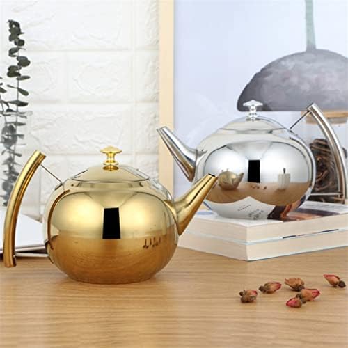 Liuzh Silver Gold 1L čajnik od čajnika od nehrđajućeg čelika s čajcem za filtriranje hotela u obliku čajnika