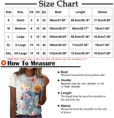 Ženski vrhovi Odjeljni ležerni, žene cvjetni print ljetni majice s kratkim rukavima 2023 labave fit bluze majice koje izlaze van