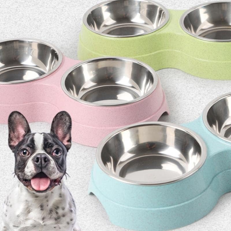 Zdjela za hranu za pse s neklizajućim silikonom zdjela za hranu od nehrđajućeg čelika Dvostruka zdjela za vodu putna zdjela za kućne