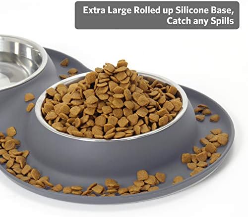 Zdjele za pse _ zdjele za hranu za mačke zdjele za hranu za pse i vodu od nehrđajućeg čelika s neklizajućom silikonskom prostirkom