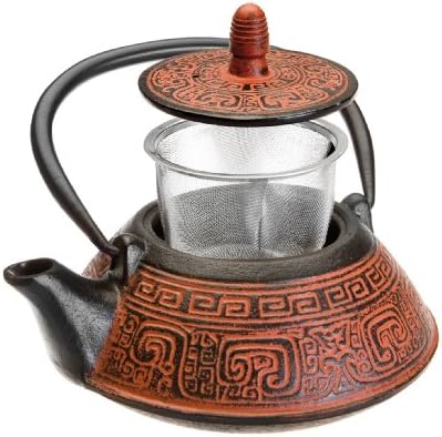 Ibili čajnik Set Oriental-India s filtrom 0,8 L od lijevanog željeza, 17 x 16 x 10 cm, crno/crveno