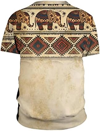 Muške aztec geometrijske henry majice vintage kratki rukavi vrhovi etnički print atletski casual leple gumb up bluza