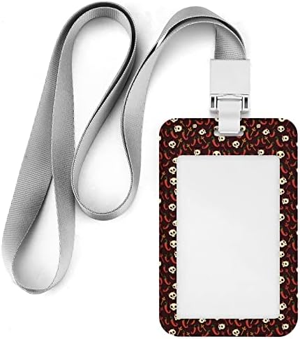 Crveni čili i lubanja uvlačivi držač značke za značke za kartice s okomitim plastičnim kartonom zaštitna torba s prozirnim prozorom