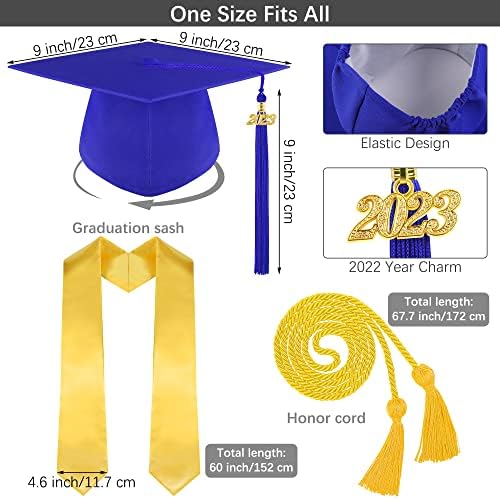Aneco 2023 Unisex Matte Adult Maturing Gown CAP TASSEL SASH CORCES CORD SET za srednju školu i prvostupnika