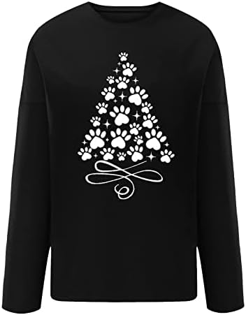 Ružni božićni vrhovi Žene tiskaju dugi rukav okrugli vrat otpušteni jednostruka dukserica vrhova pulover bluza xmas_tops