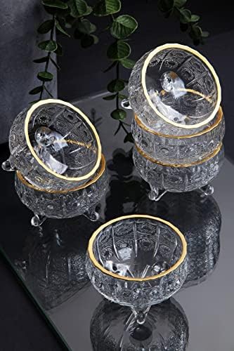 Pozlaćena kristalna čaša s 3 noge 9-slastičarski proizvod, 6 njegovih dijelova, slastičarski namještaj, posuđe za kućnu kuhinju