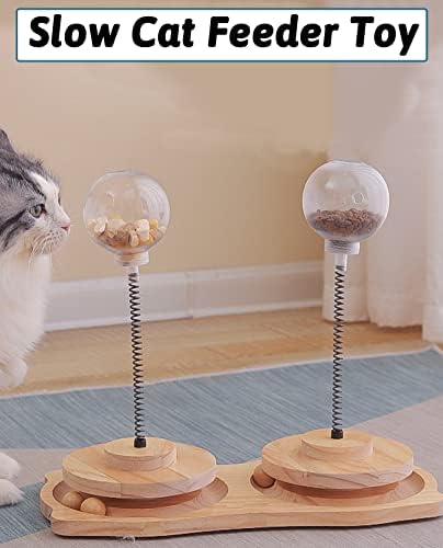 BNOSDM interaktivna igračka za mačke za mačke za unutarnje mačke sporih hranjenja proljetne igračke smiješne drvene staze 4 kuglice