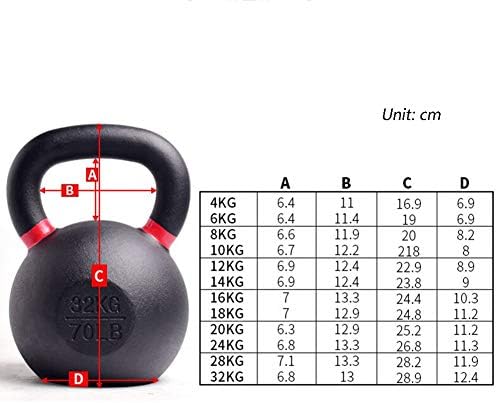Kettlebells Huahua Fitness lijevano željezo, 20kg/44,1 lb, kućna teretana u zatvorenom i vanjskoj opremi za trening za fitness, crno