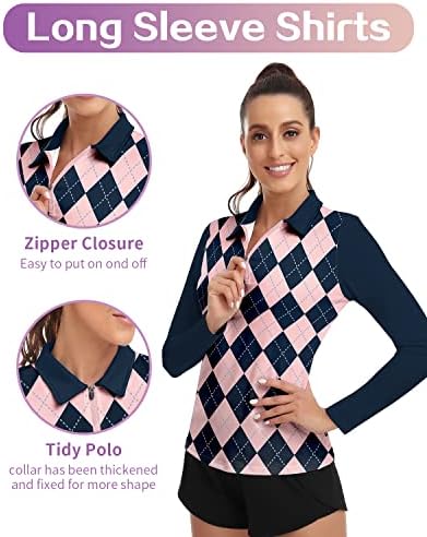 SONEVEN Ženska golf košulja vlaga vlaga majica dugih rukava pola zip pulover atletika