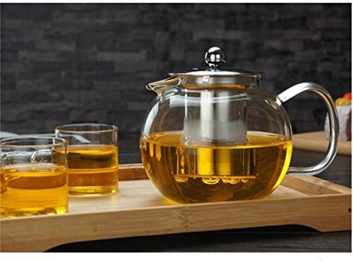 Stakleni čajnik s uklonjivim infuzerom, stakleni čajnički štednjak siguran, čisti čajnik s poklopcem za cjedilo za labavi čaj od lišća
