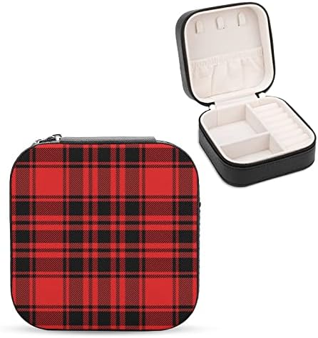 Buffalo crvena crna karirana ženska premium putovanja Mali nakitni kutija Ogrlica Organizator za skladištenje Mini zaslon futrola
