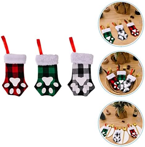* 3pcs božićna ukrasna čarapa Božićna čarapa Poklon vrećica lijepa mačja kandža torba za čarape vintage dekor