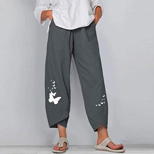 Charella žene ravne nogu hlače vezene tiskane hlače lanene dnevni boravak ljetne jesenske hlače meka udobna odjeća moda xm