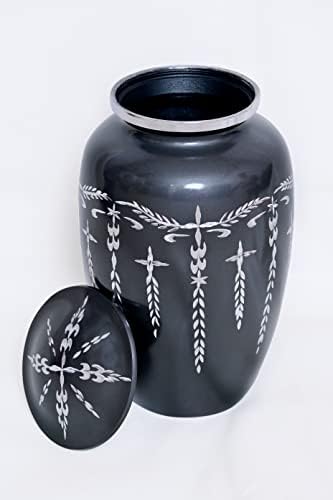 Artisans Magic Crna kremacija urna za ljudski pepeo od strane zanatlija Magic-Memoriail Urne, odrasle urne s baršunastom torbom, pogrebne